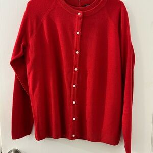 Elegant Red Button-Up cardigan & sweater set (PXL)
